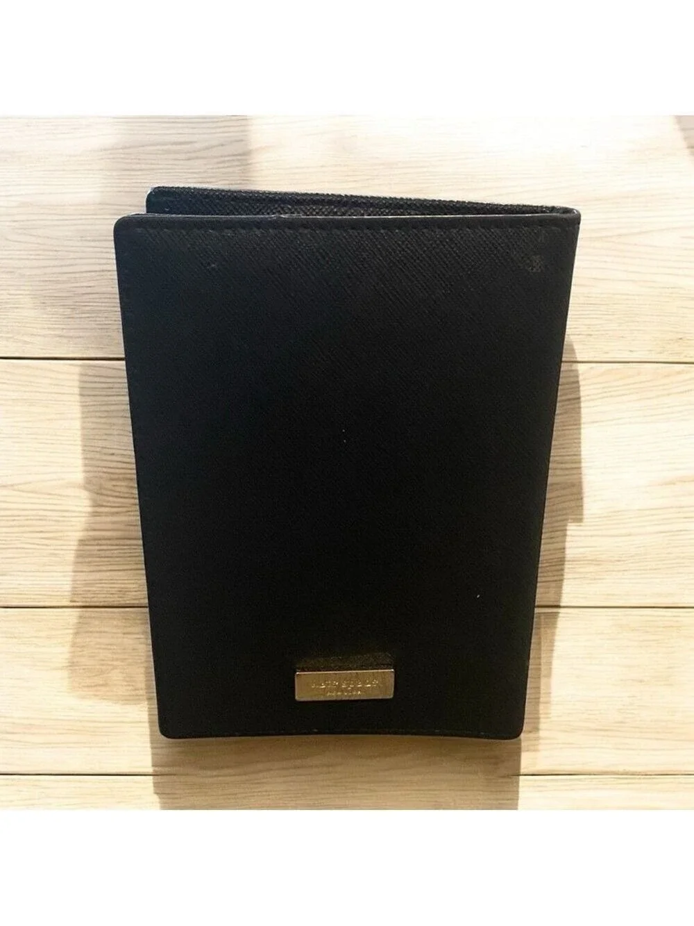 Kate Spade Imogene 3D Rabbit Passport Wallet EUC |Black Saffiano Leather